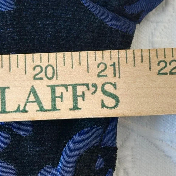 Vintage 90s Gail Morgado Womens Blue Black Floral Damask Brocade Blazer size L - Picture 8 of 9